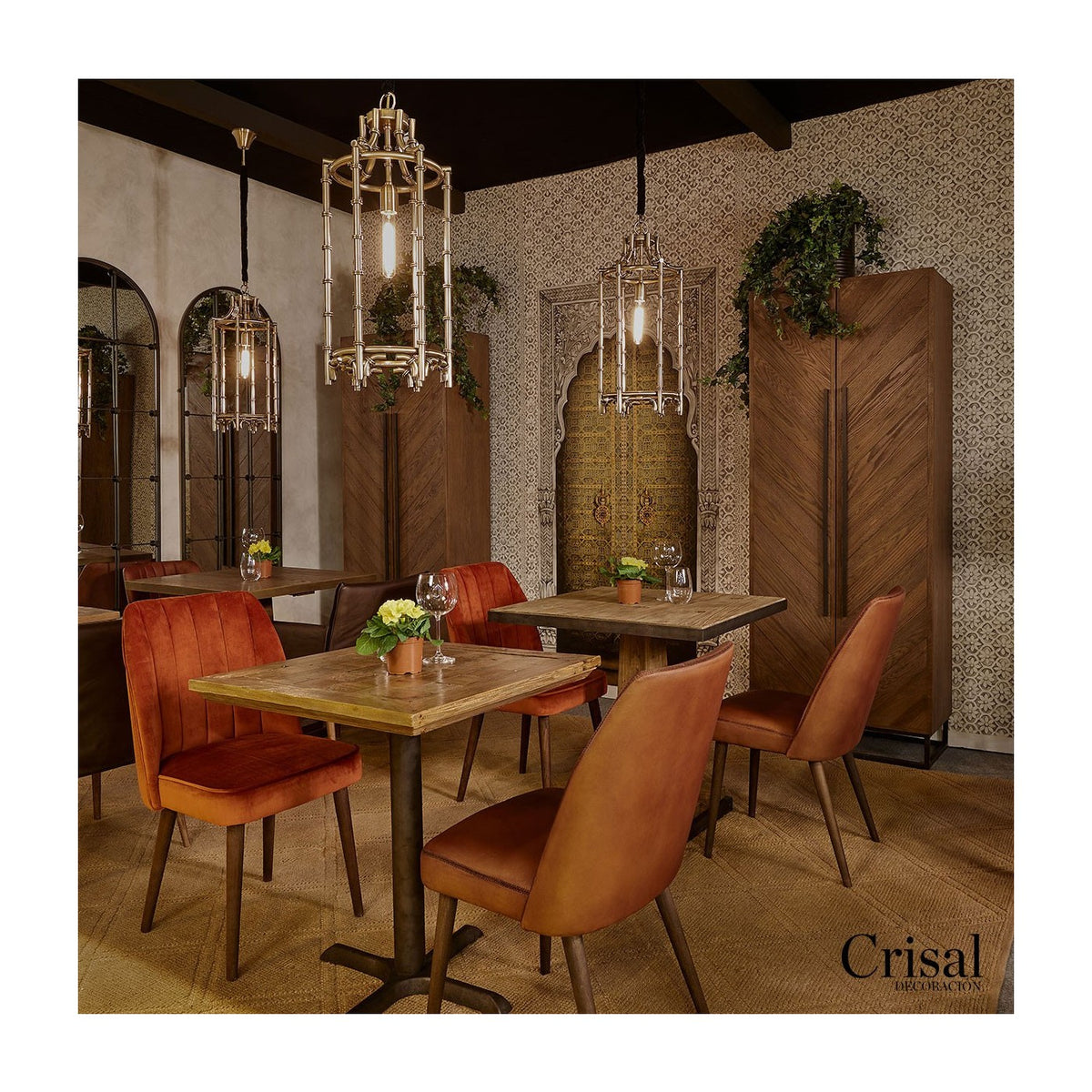 Mesa de comedor cuadrada de pino y metal Alhaurín