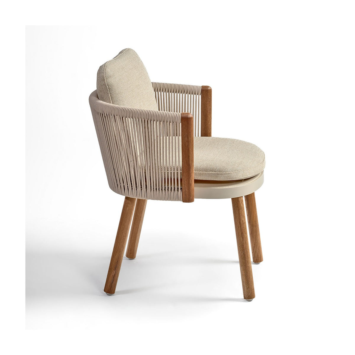 Silla de exterior de aluminio, madera y cuerda Lastres