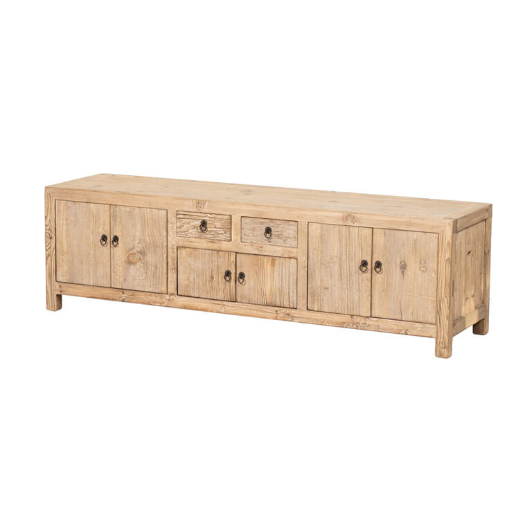Piecero natural de pino con 6 puertas y 2 cajones Yayun