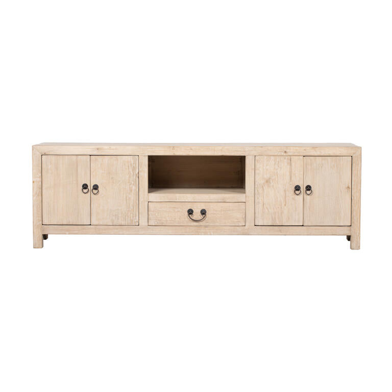 Piecero natural de pino con 4 puertas y 1 cajón Ningyan