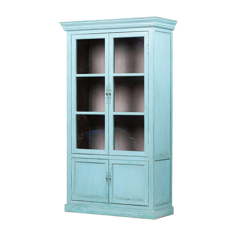 Vitrina azul de pino con 4 puertas Najerilla