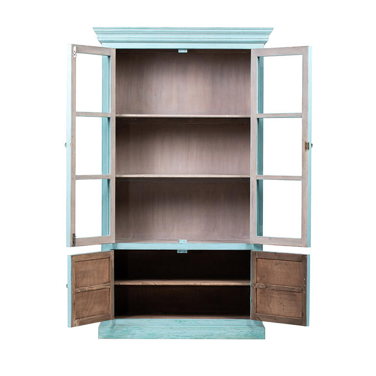 Vitrina azul de pino con 4 puertas Najerilla
