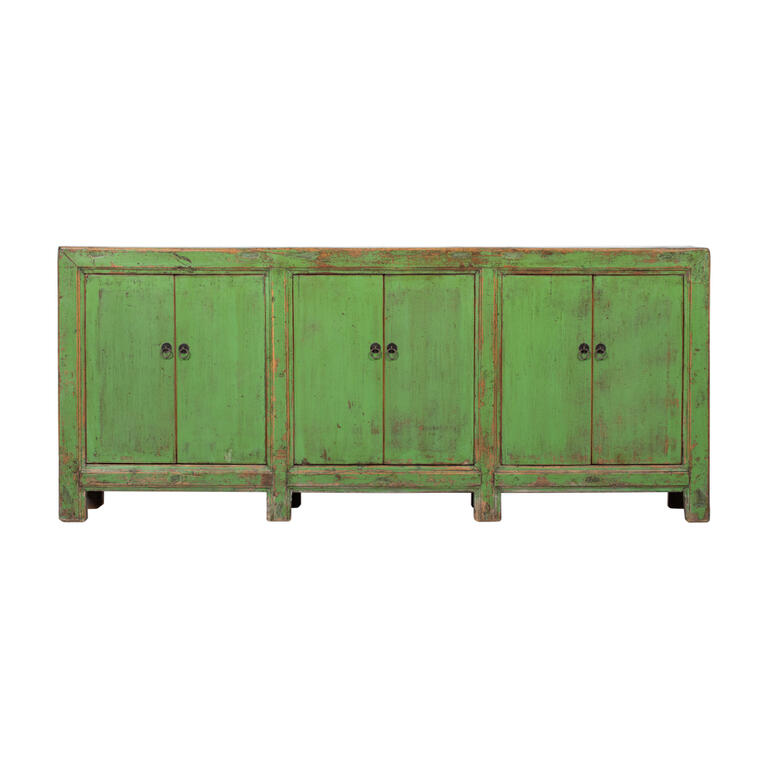 Cómoda antigua verde de olmo con 6 puertas Hongwen