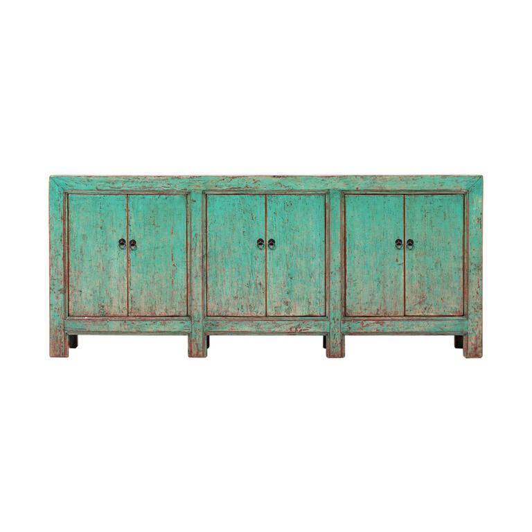 Cómoda antigua verde de álamo con 6 puertas Wenbai