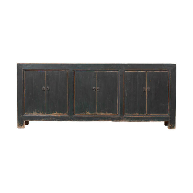 Cómoda antigua negra de olmo con 6 puertas Yunlian