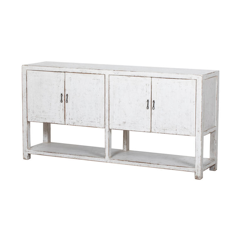 Cómoda blanca de pino con 4 puertas Hongfeng