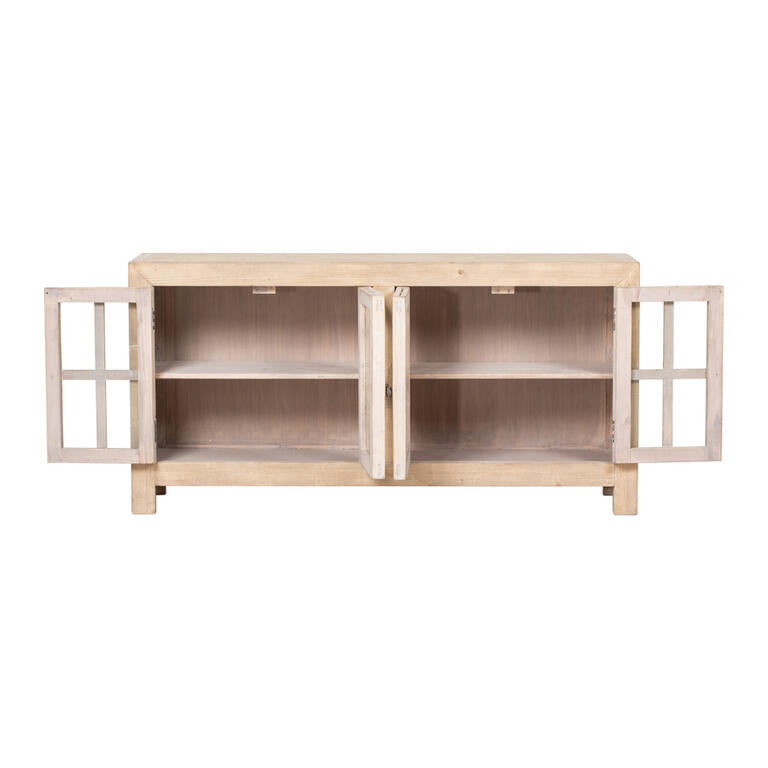 Cómoda natural de pino con 4 puertas Lianhua