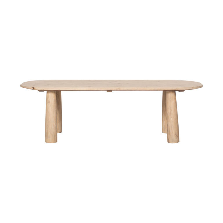 Mesa de comedor ovalada natural de pino Zampullín