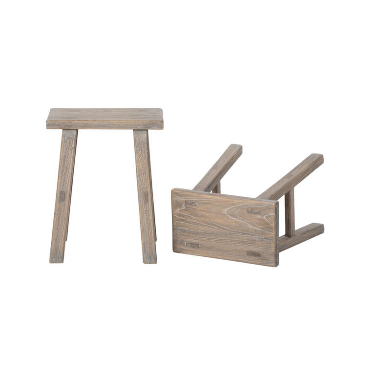 Set de 2 taburetes de pino Zhulan