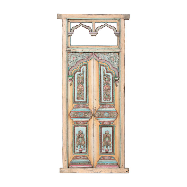 Puerta antigua multicolor de álamo con 2 hojas Ribagorza