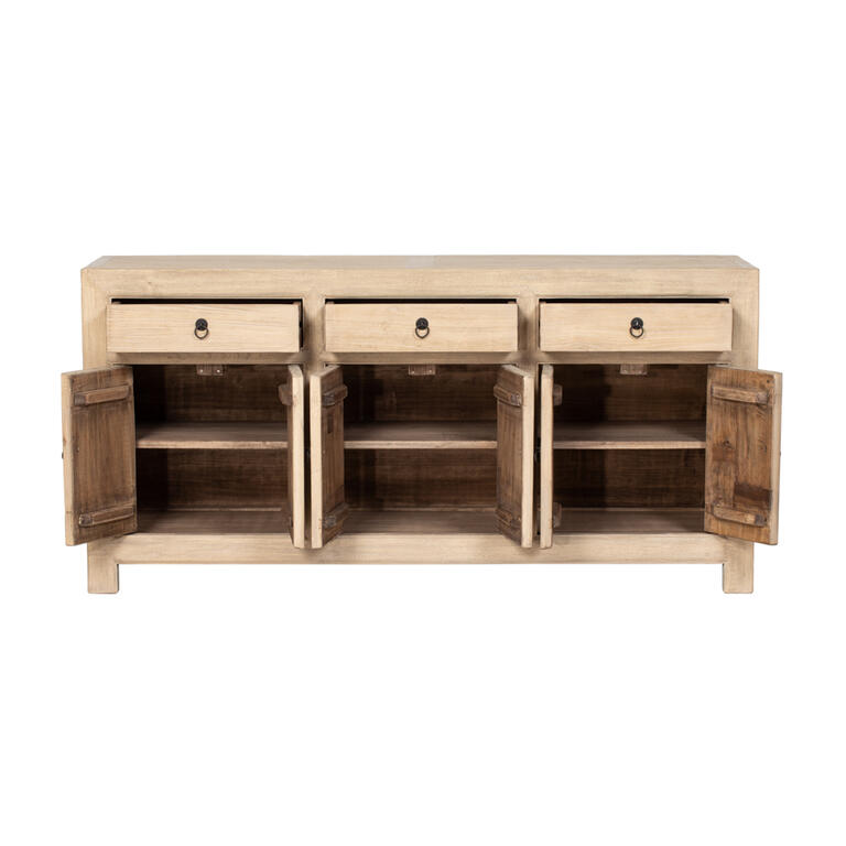 Cómoda natural de álamo con 3 cajones y 6 puertas Hongming