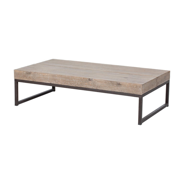 Mesa de centro natural de pino y hierro Ortega