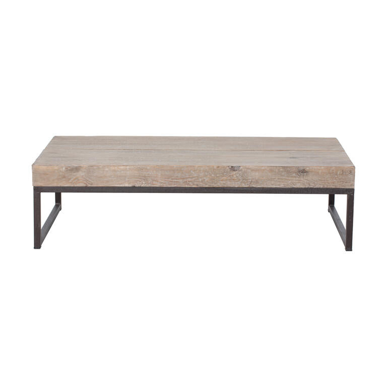 Mesa de centro natural de pino y hierro Ortega