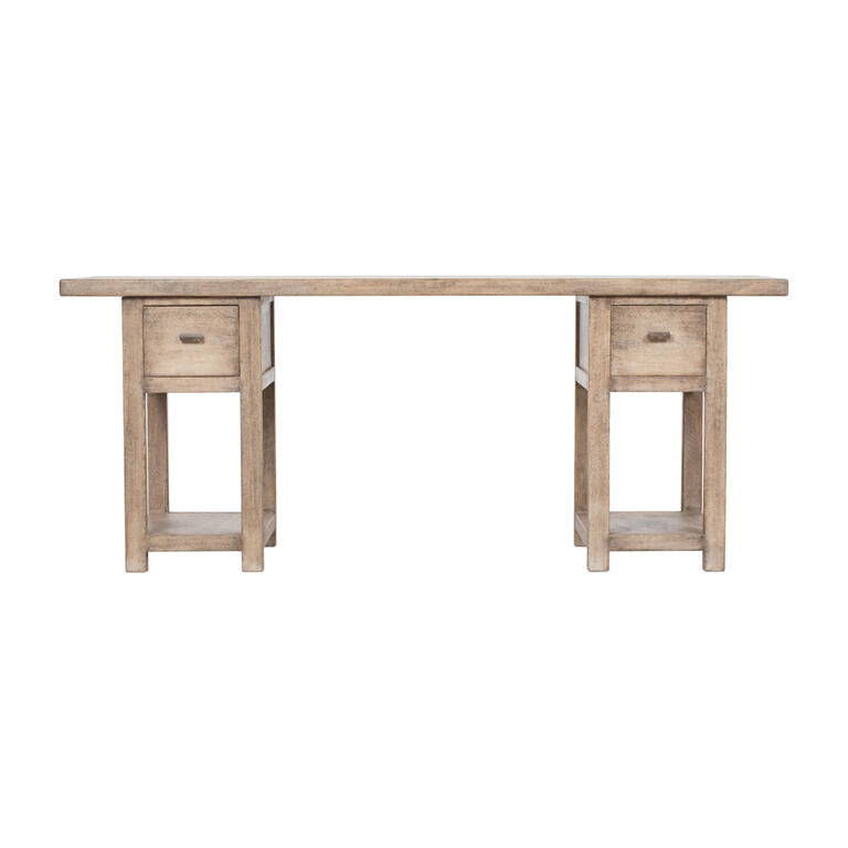 Mesa de escritorio natural de álamo con 2 cajones Muelle