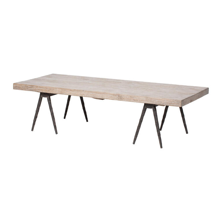 Mesa de centro natural de pino y hierro Carraca