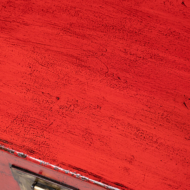 Baúl antiguo rojo de olmo con tapa Mingsong