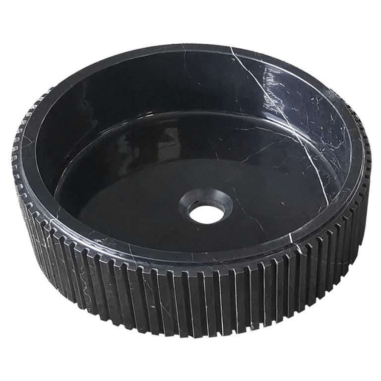 Lavabo redondo negro de mármol Espinela