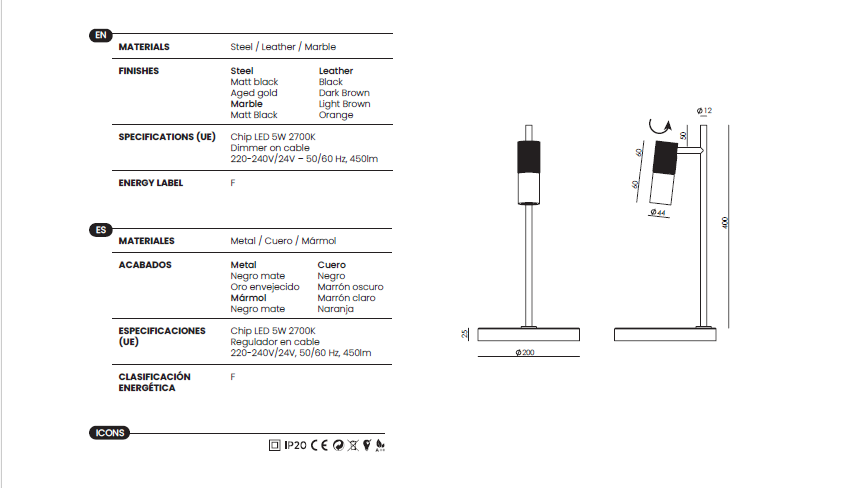 Lámpara de Sobremesa Tura C - S1313/C