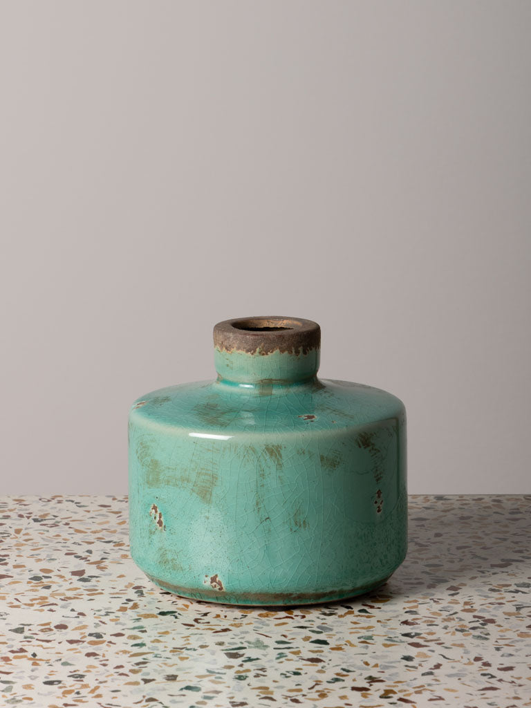 Jarrón Botella Ancho Azul Agua - #pino_y_jacaranda#