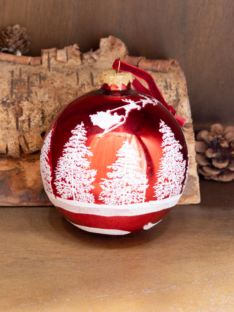 Bola de Navidad Roja Nevada