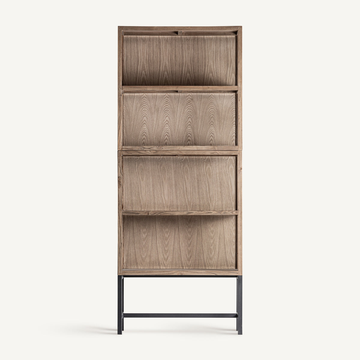 Librería modular de pino reciclado y cristal Madrépora