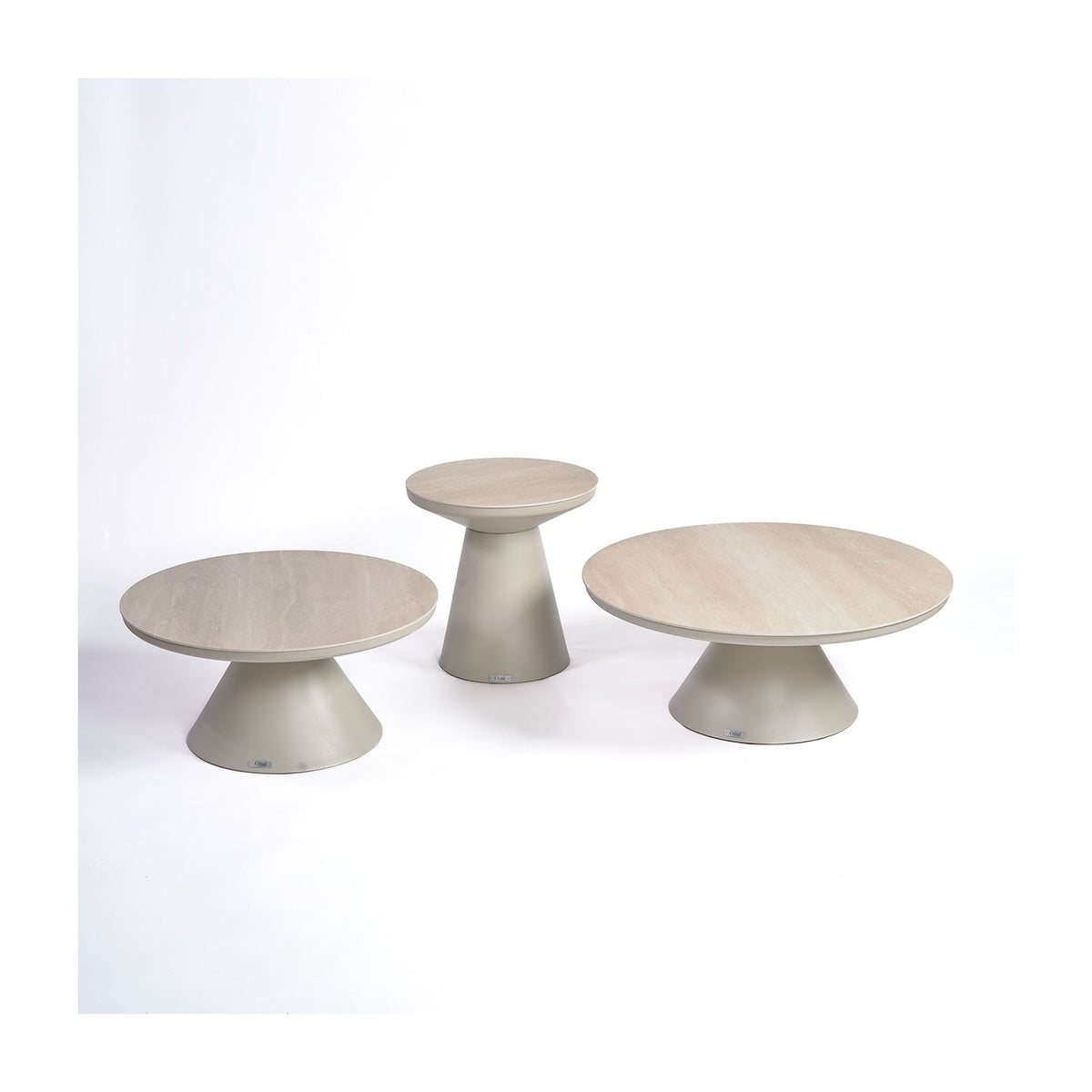 Mesa de centro redonda de porcelánico y aluminio 75 Zumaia