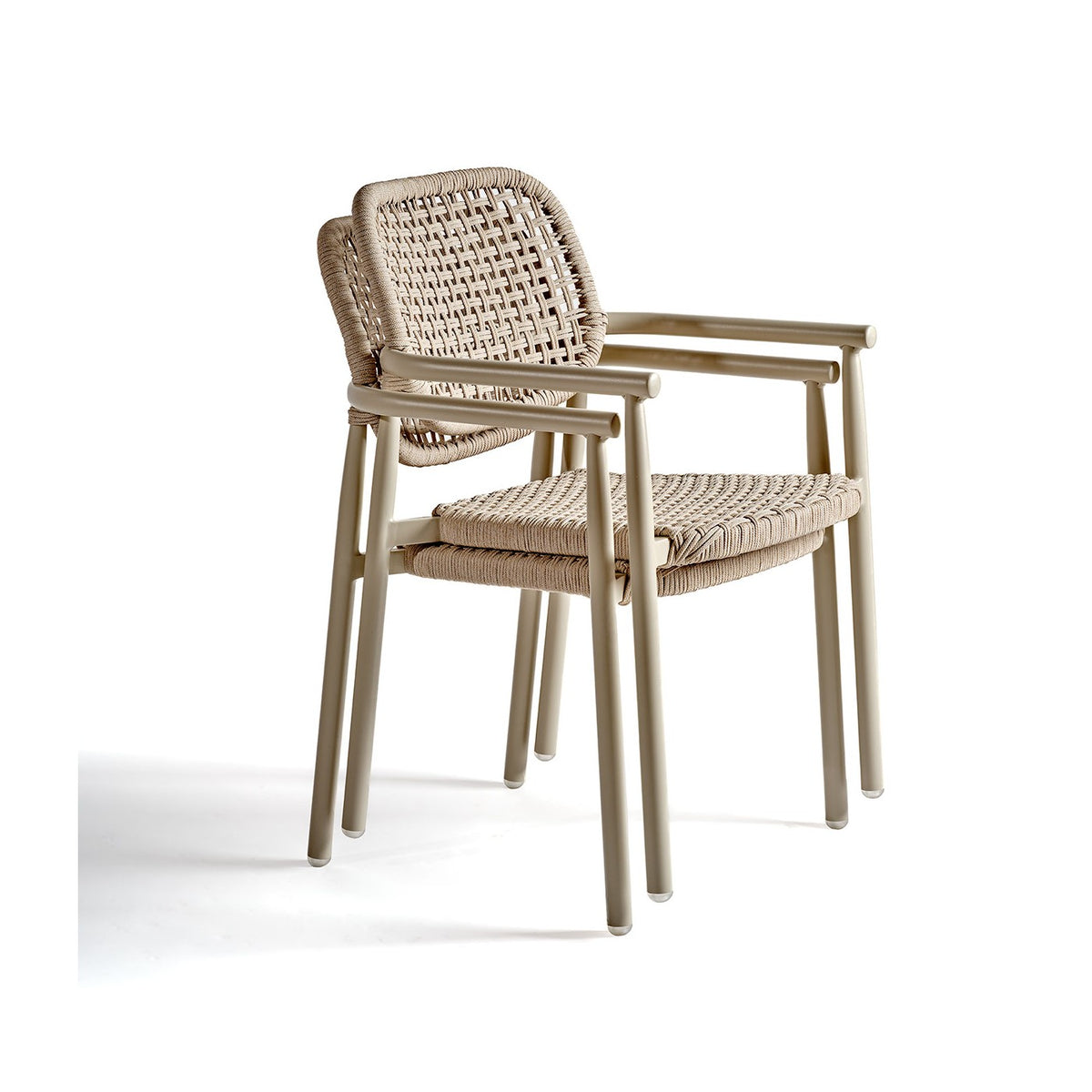 Silla de comedor de exterior de aluminio y cuerda trenzada Elantxobe