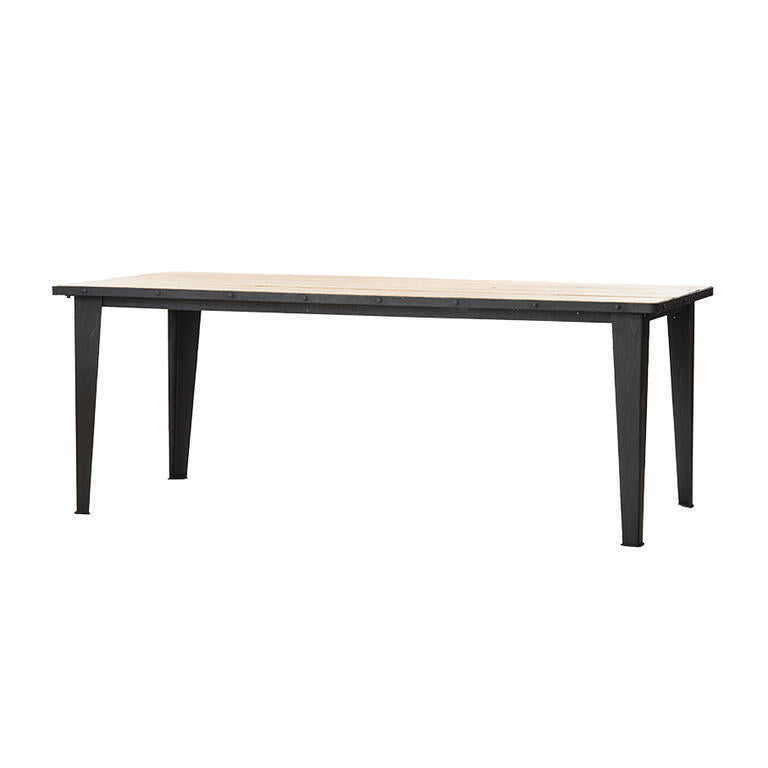 Mesa de comedor natural de pino y hierro Estay