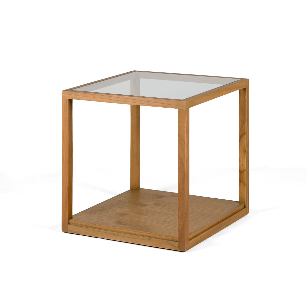Mesa auxiliar de cristal y madera Piedade