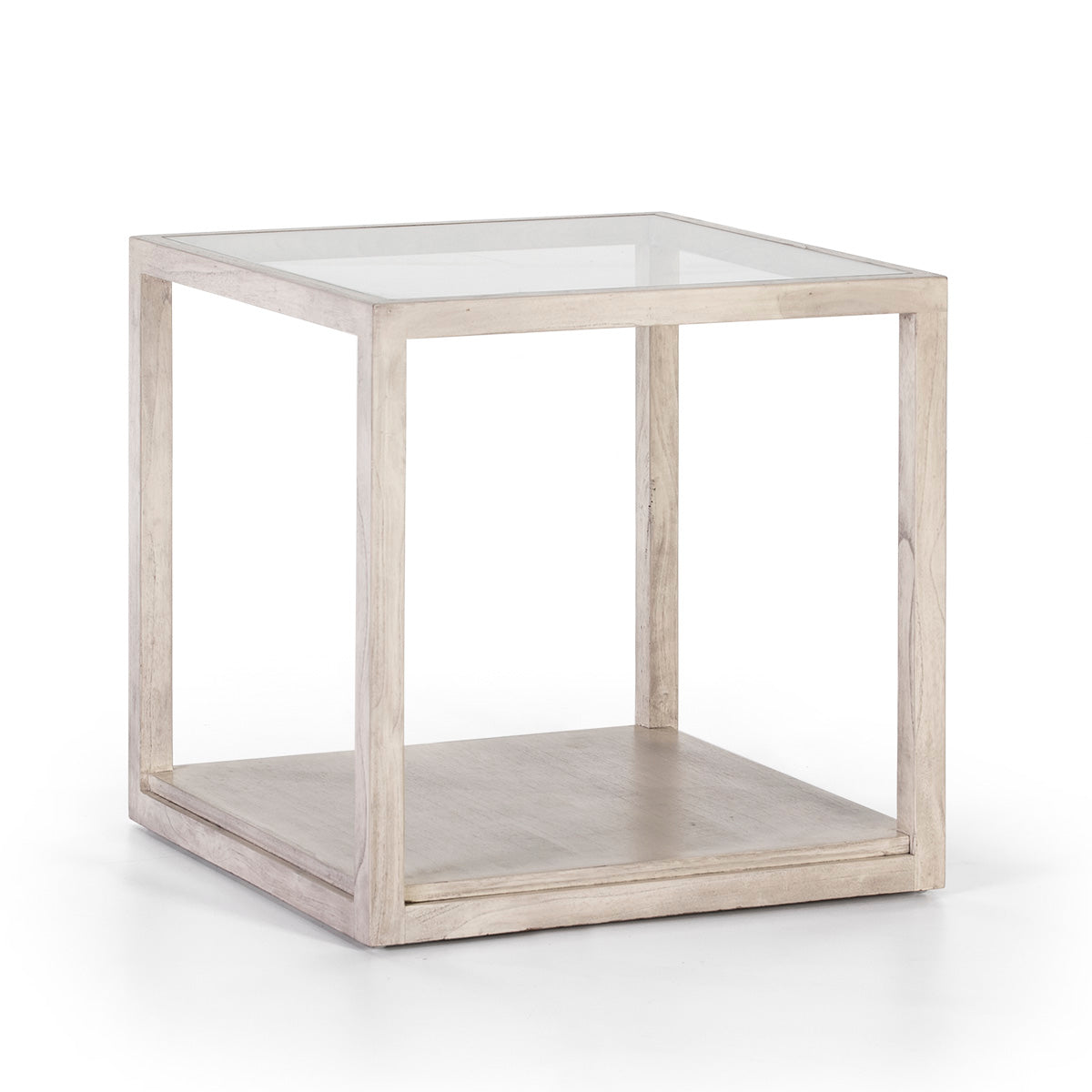 Mesa auxiliar de cristal y madera Piedade