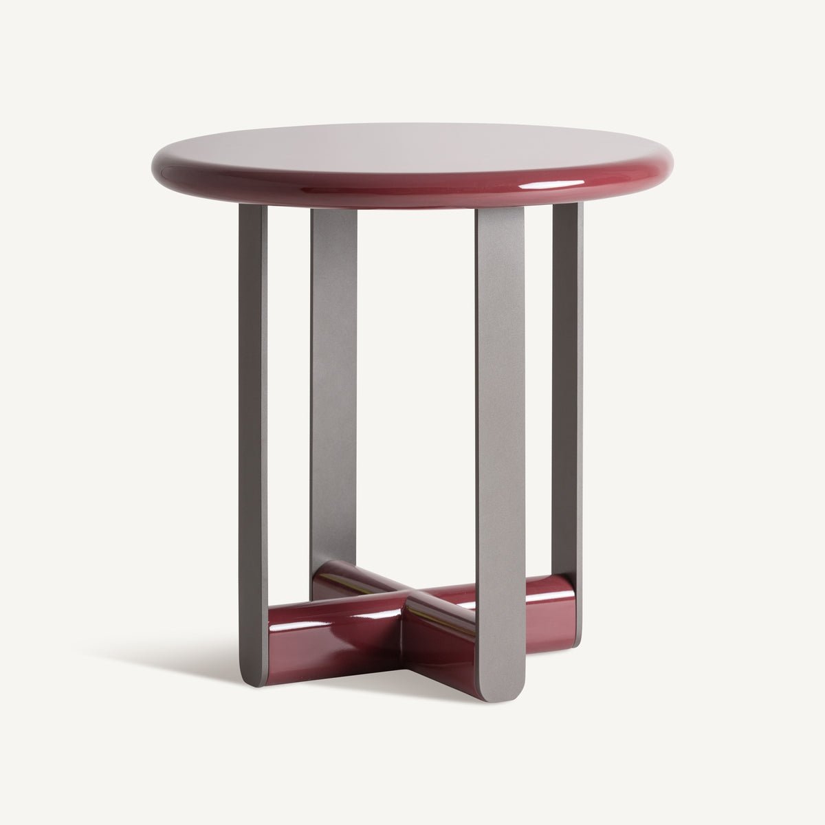 Mesa auxiliar de DM lacado rojo y acero negro Islantilla
