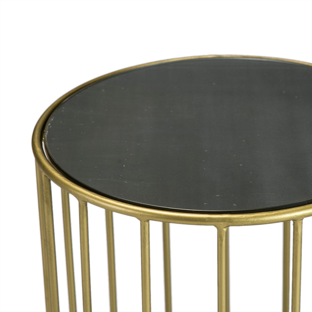 Mesa auxiliar de espejo y metal Palmela