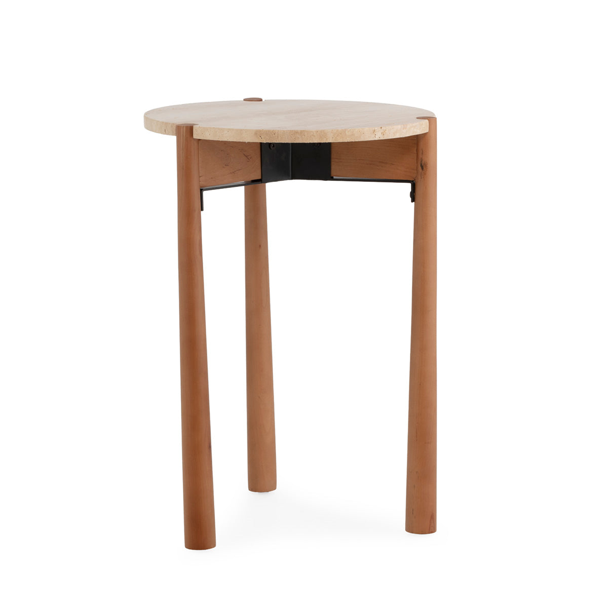 Mesa auxiliar de madera de abedul y mármol Garraf