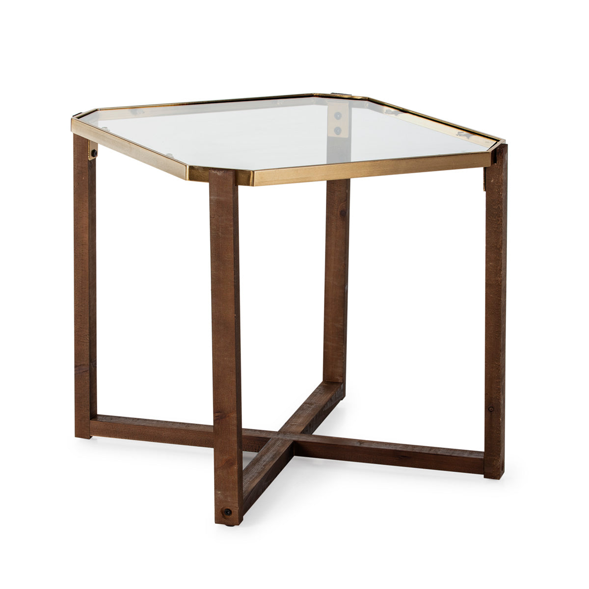 Mesa auxiliar de metal y cristal Patmos