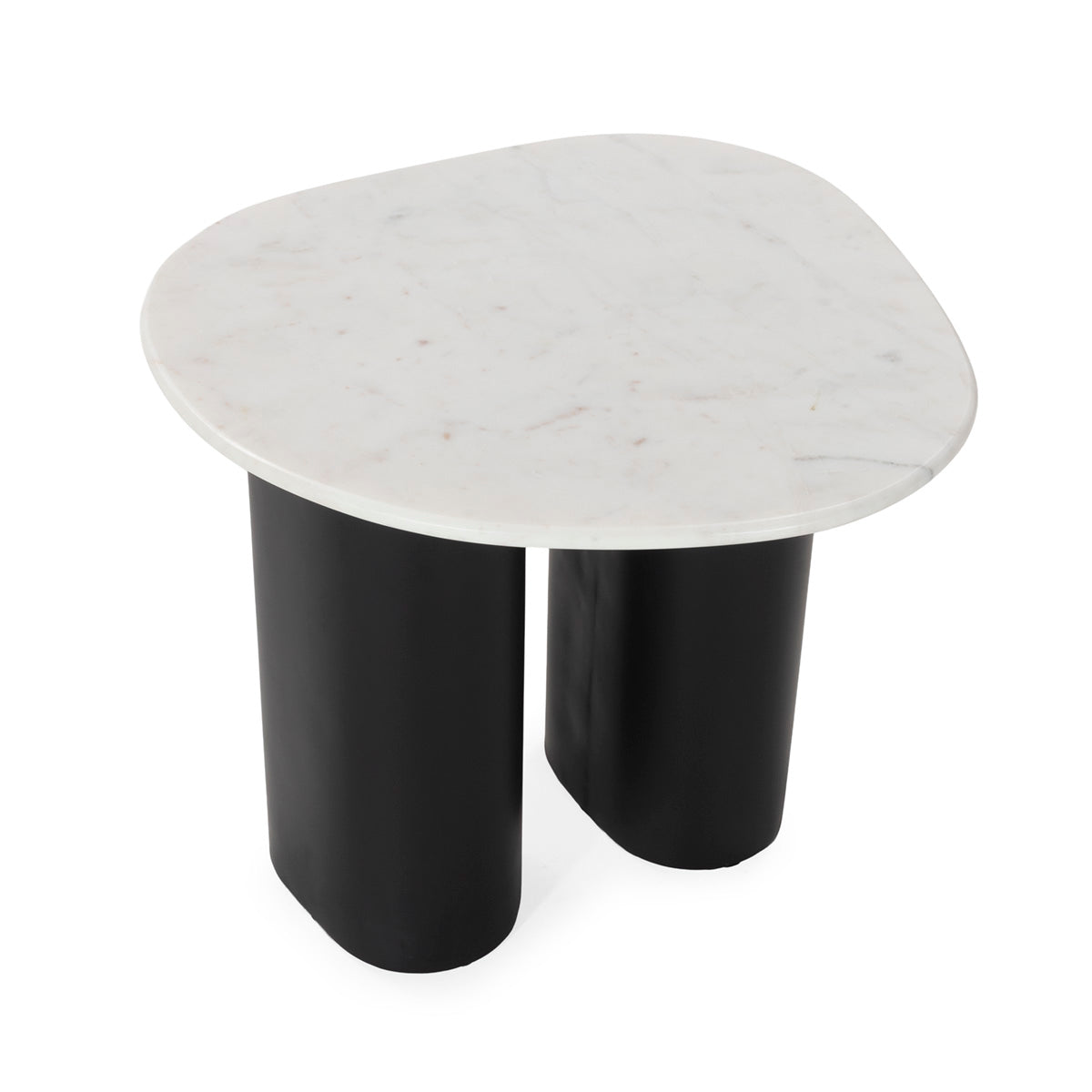Mesa auxiliar de metal y mármol Pozzuoli