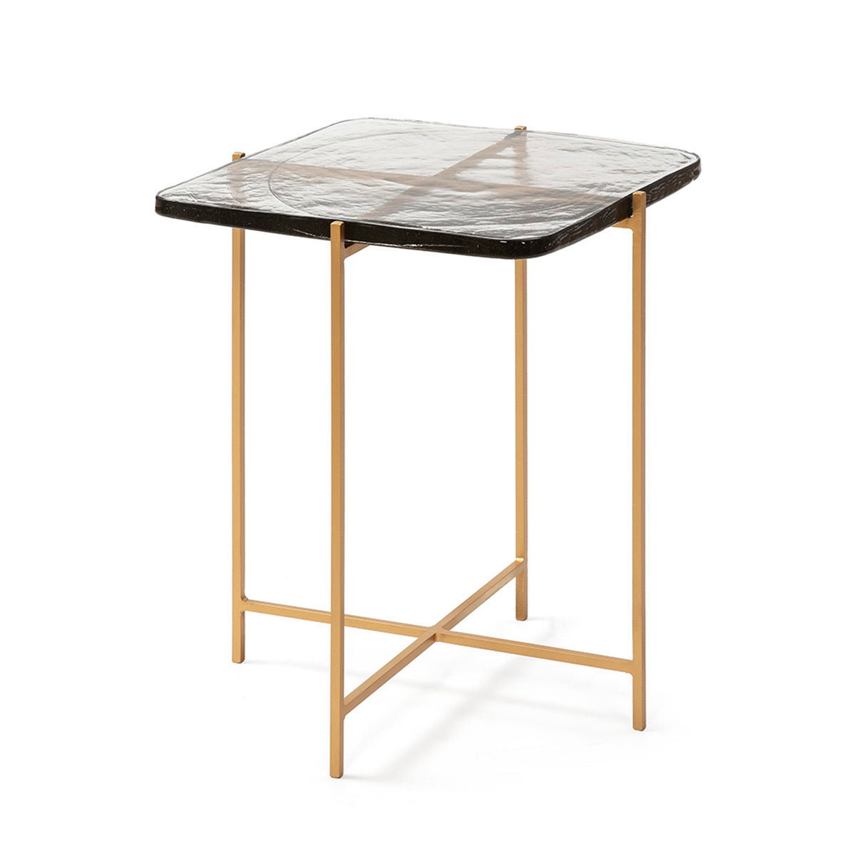 Mesa auxiliar de metal y vidrio Cesenatico