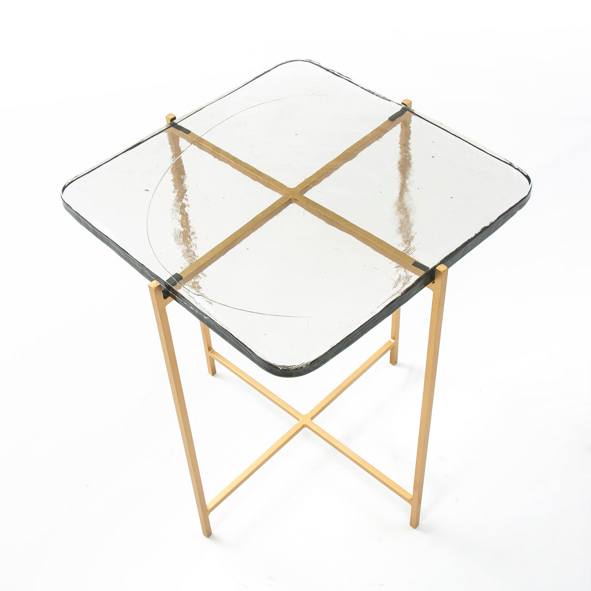 Mesa auxiliar de metal y vidrio Cesenatico