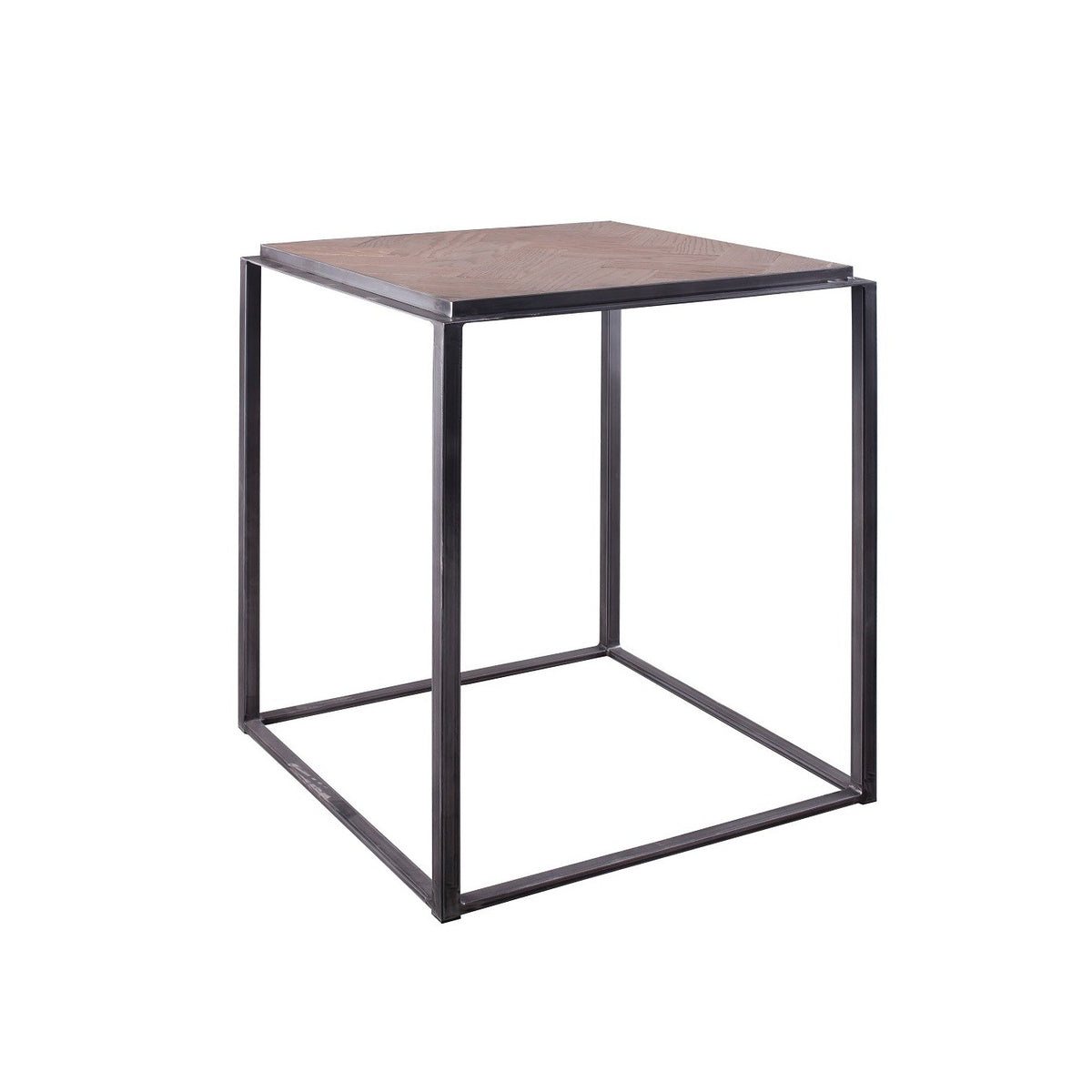 Mesa auxiliar cubo de roble y metal Grazalema