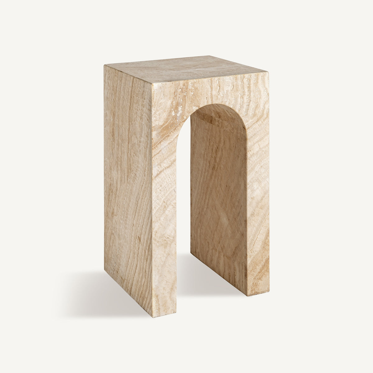 Mesa auxiliar de travertino Pita marrón claro