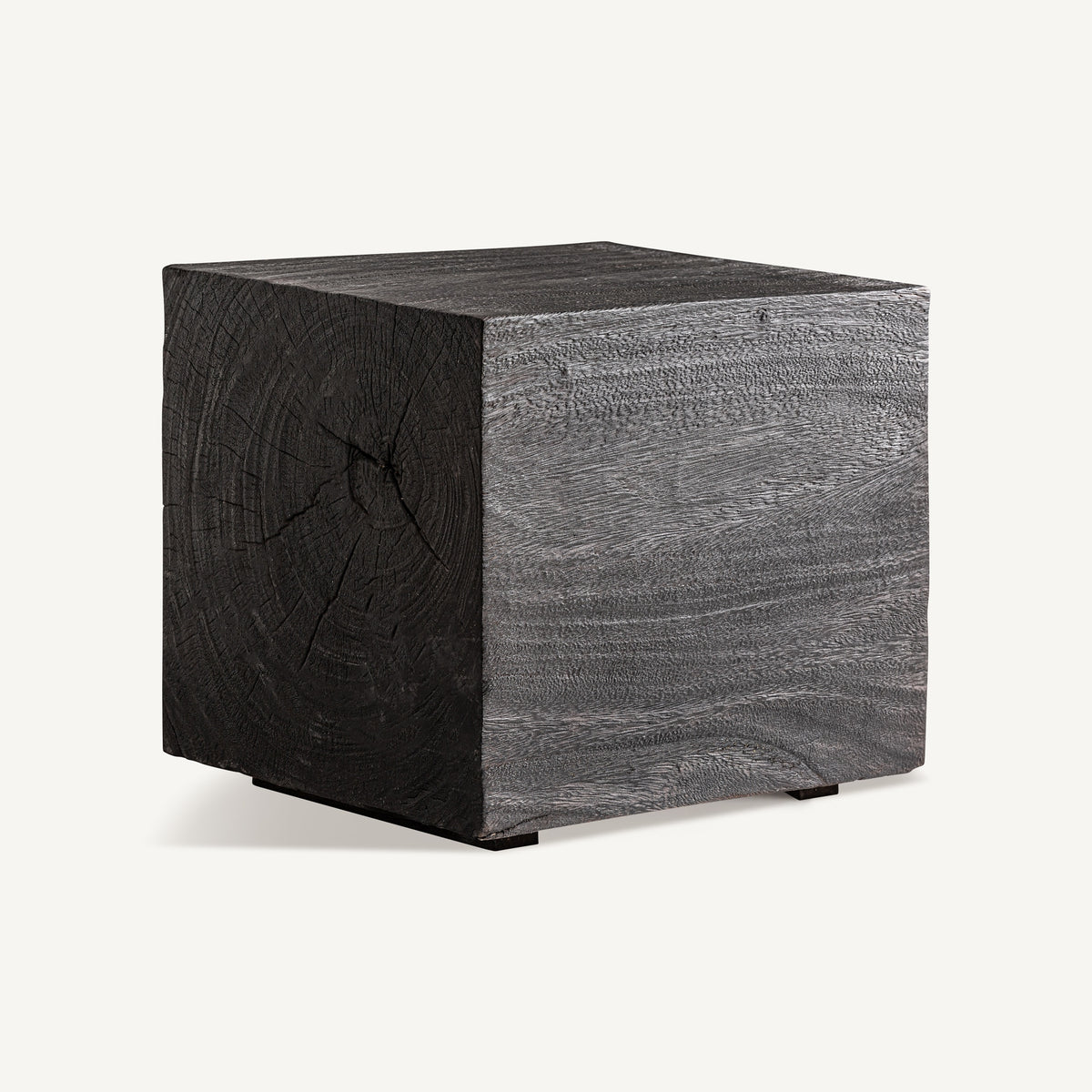 Mesa de centro de madera de suar negra Midoun 45 cm