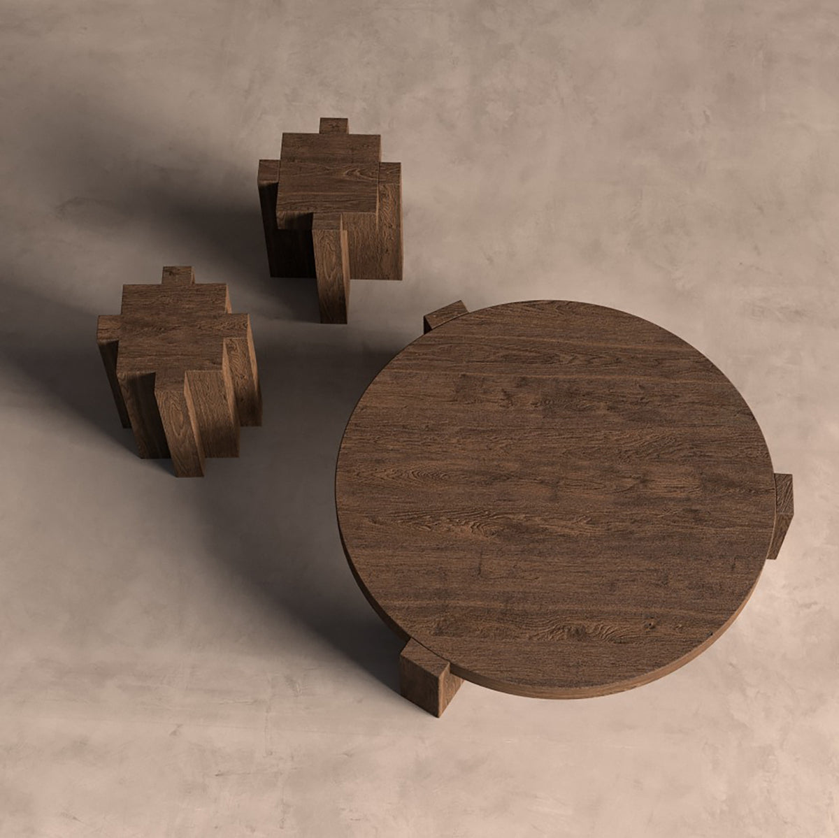 Mesa de centro de madera maciza Polignano 127 x 133 cm