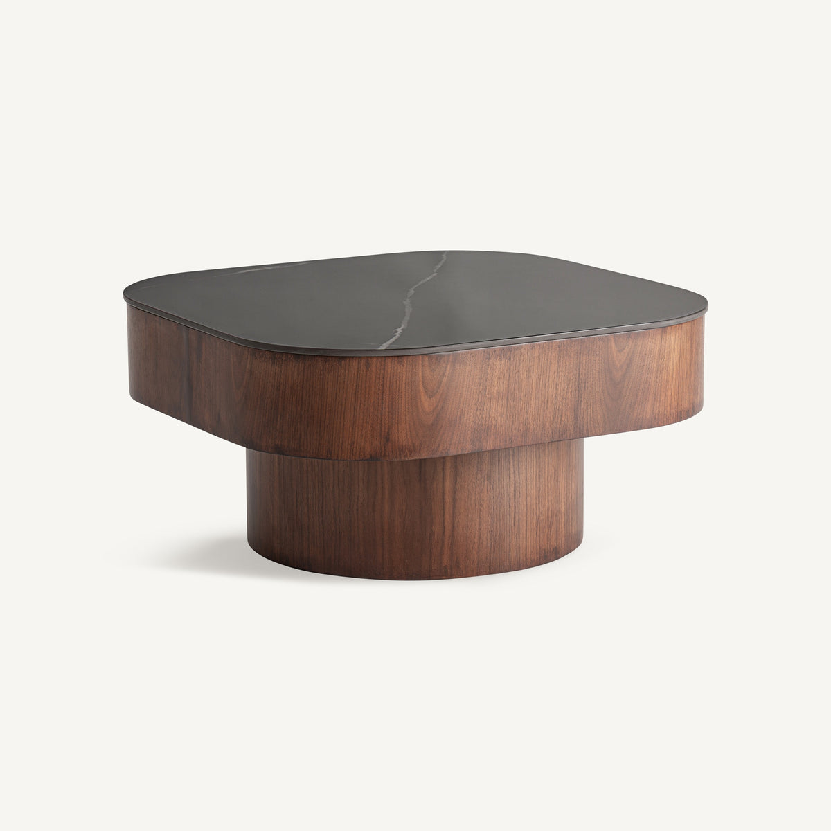Mesa de centro de mármol sintético y nogal Antiparos 70 x 70 cm