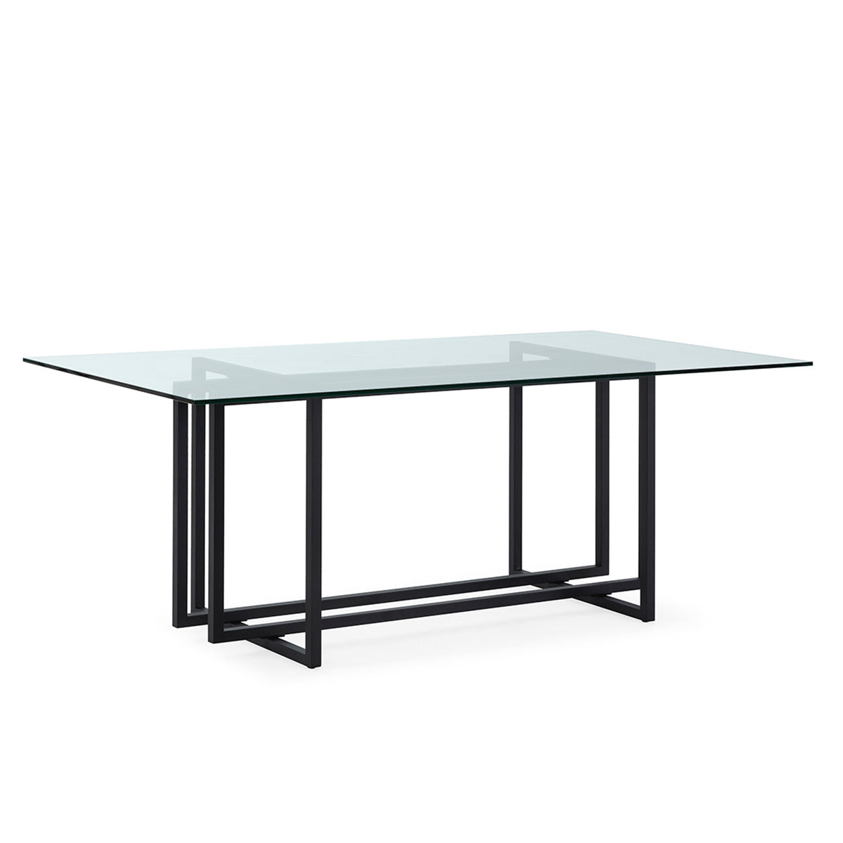 Mesa de comedor de cristal y metal Vícar