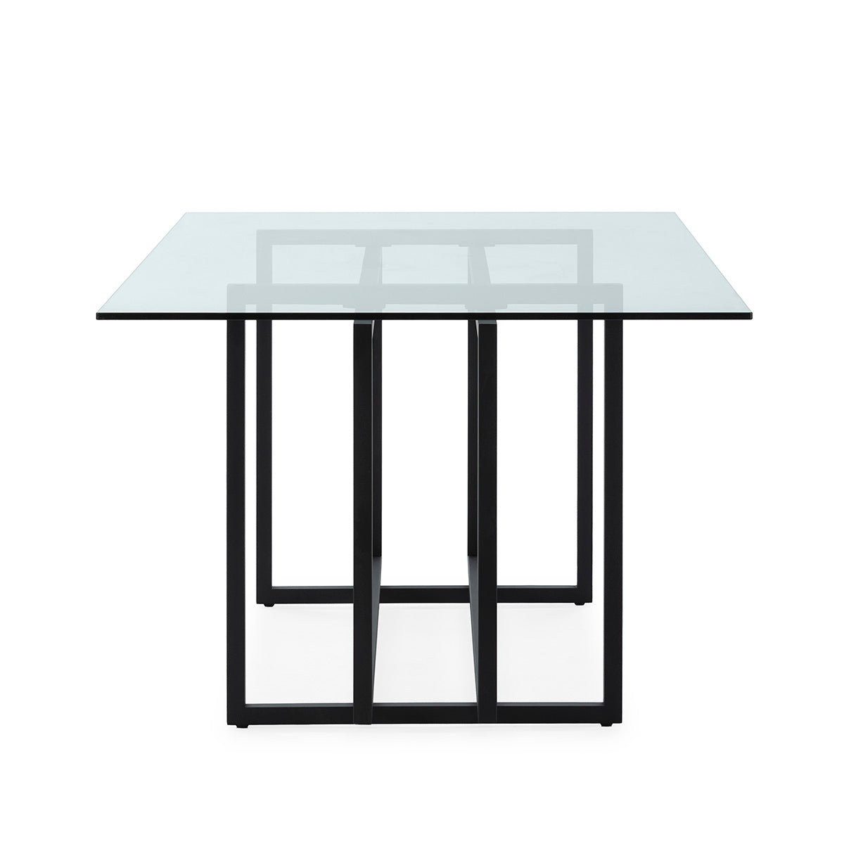 Mesa de comedor de cristal y metal Vícar