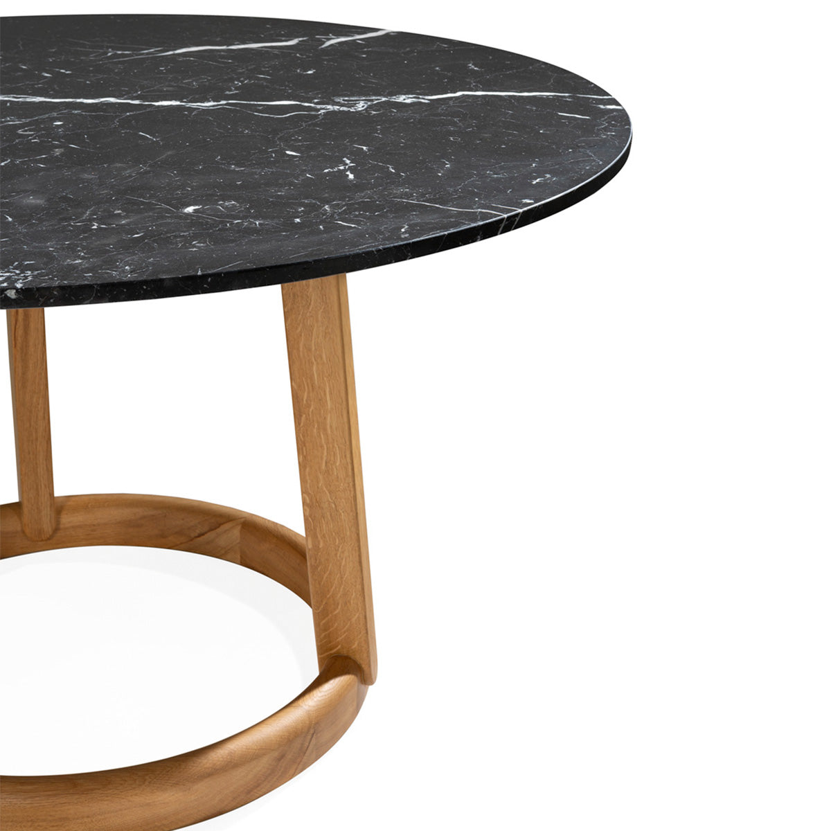 Mesa de comedor de madera de roble y mármol Tamariu