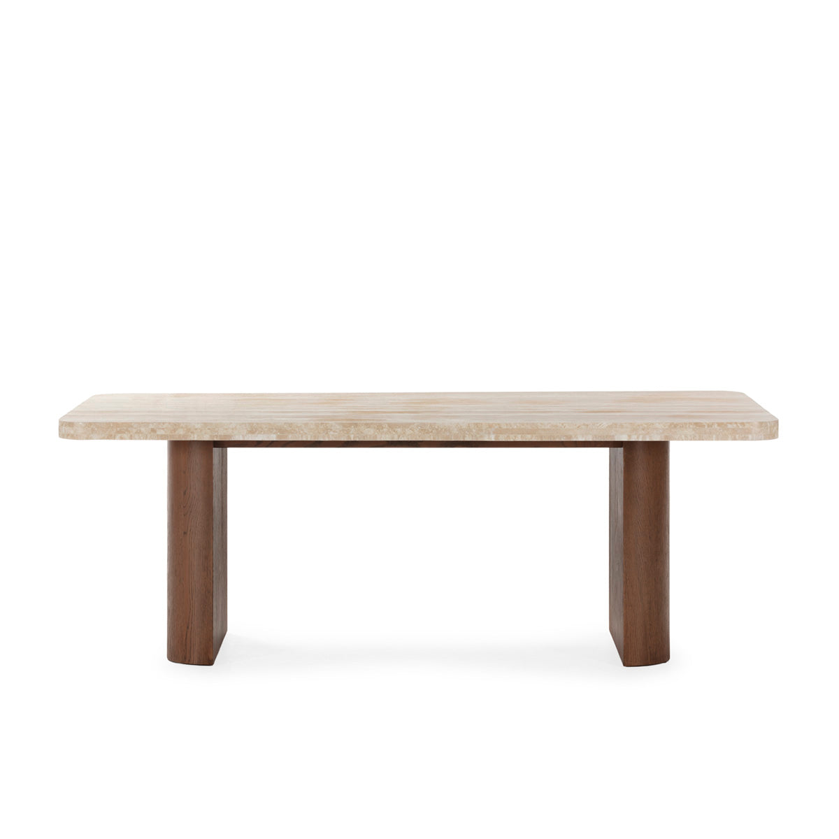 Mesa de comedor de madera y mármol travertino Aurora