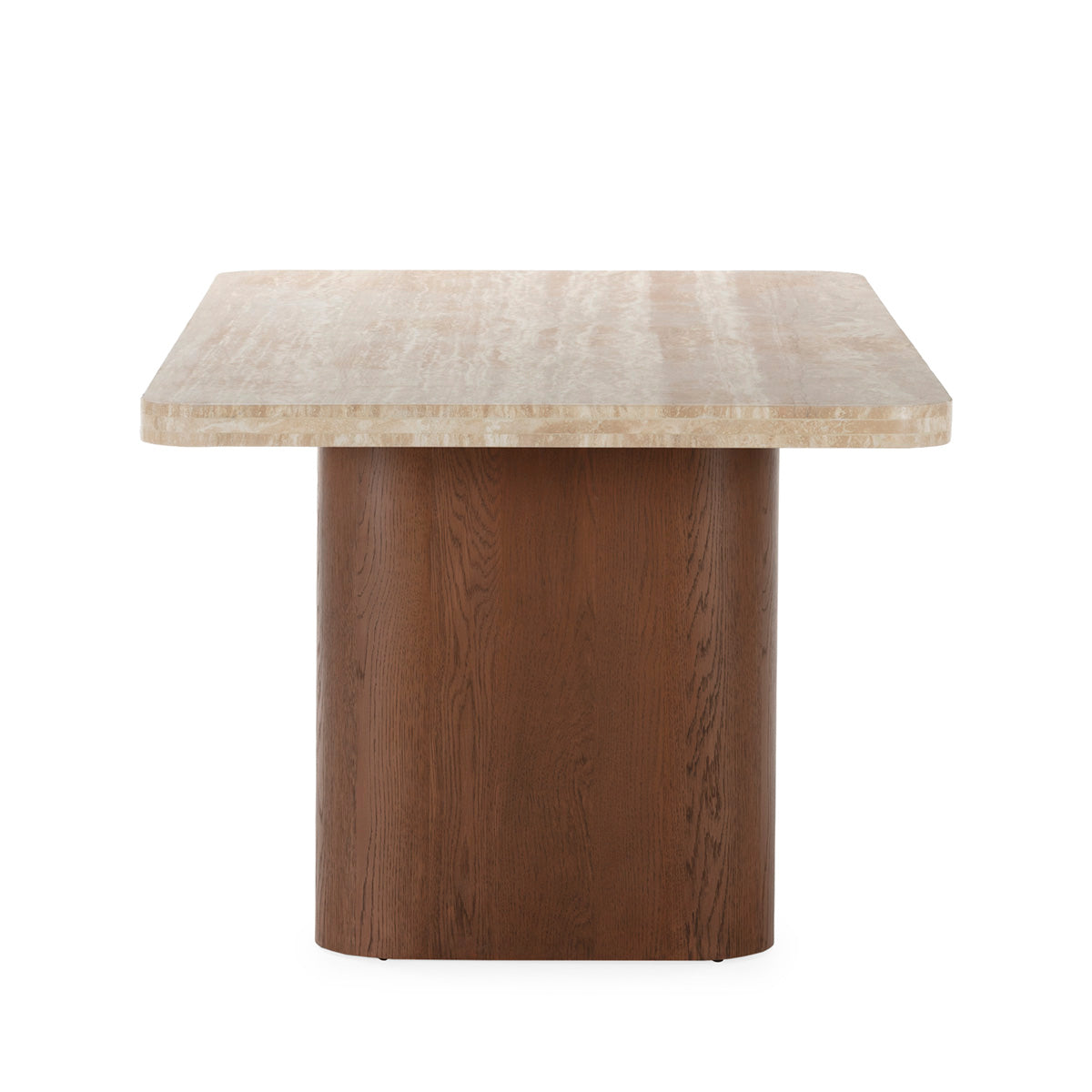 Mesa de comedor de madera y mármol travertino Aurora