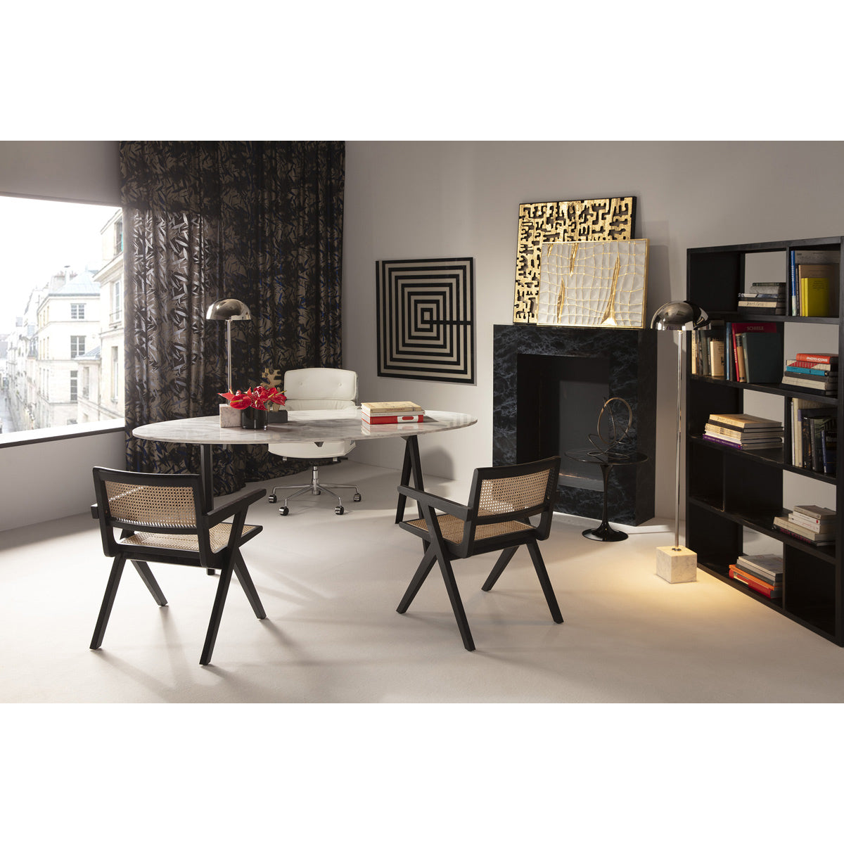Mesa de comedor de mármol y metal Lanciano