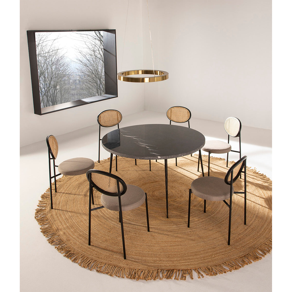 Mesa de comedor de mármol y metal Yaiza
