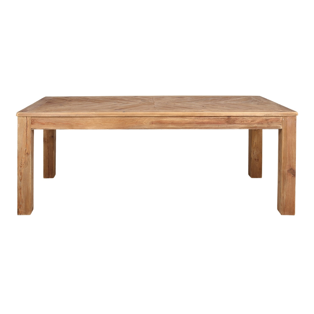 Mesa de comedor de pino reciclado en espiga Yaiza